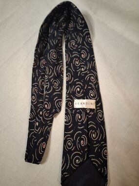Brandini Navy‎ Swirl Pattern Men's Tie